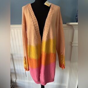 NWT DX Collection Vibrant Gradient Open Cardigan ~ Large